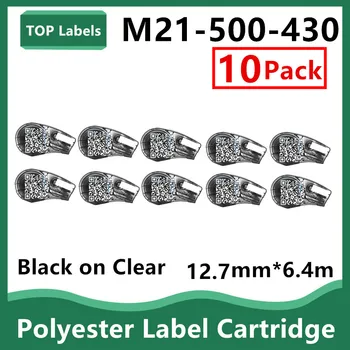 10PK Ленточный картридж Signs M21-500-430 12.7 мм * 6,4 м M21-500-430 Производитель Высокоэффективных прозрачных полиэфирных этикеток Для этикетировщика