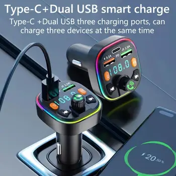 FM-передатчик FM-Модулятор Type C 3.1A USB Зарядное Устройство Для Быстрой Зарядки Mp3 Автомобильный Комплект Плеер Громкой Связи 5.0 Автомобильный Bluetooth H0Q2