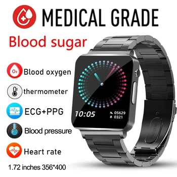 2023 Умные часы для измерения уровня сахара в крови, ЭКГ + PPG, мониторинг артериального давления, температуры тела, Умные часы Для Мужчин, Женские часы, Фитнес-трекер