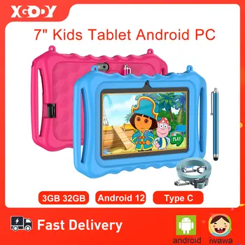 XGODY 7-дюймовый детский планшет Android PC, планшеты для обучения детей, Bluetooth WiFi TypeC С милым защитным чехлом, подарок для детей