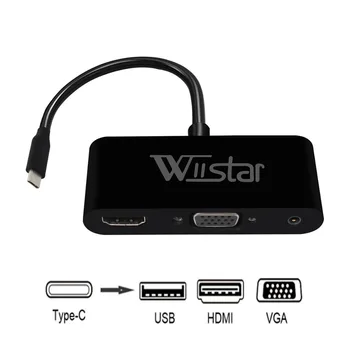 10 шт. Адаптер Wiistar USB C к HDMI VGA HDMI/VGA/Аудио/USB 3.0 для ноутбука Macbook Samsung