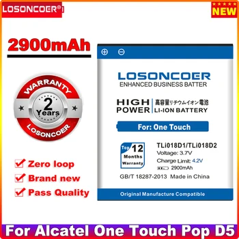 LOSONCOER 2900 мАч TLi018D1 Батарея TLi018D2 Для Alcatel One Touch Pop D5 Dual 5038x OT5038X Pop 3 5015D OT 5016 Аккумулятор