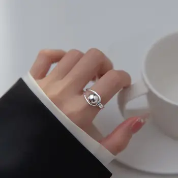 VENTFILLE Серебро 925 пробы, Геометрическое кольцо для женщин, Круглое для девочек, Простые Корейские ювелирные изделия Ins, подарок на День рождения, Прямая поставка