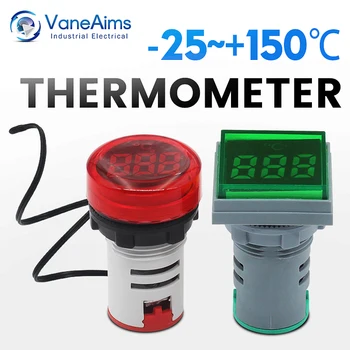 Маленькие термометры, квадратные и круглые, используемые для измерения температуры жидкостей и воздуха Светодиодные цифровые термометры Минус 25℃150℃