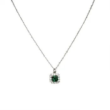 S925 стерлинговое серебро, сапфир, зеленый циркон, подвеска, высококачественное ожерелье, маленький дизайн, высококачественный роскошный ошейник, цепочка, женский
