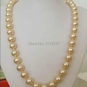 12-14 мм AAA золотого цвета Южно-Морская раковина жемчужное ожерелье 24 