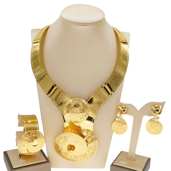 Хит продаж, комплект ювелирных изделий из золота и меди, Модное большое ожерелье, праздничный подарок, Аксессуары NH00034