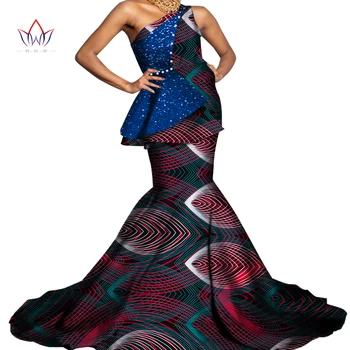 Летнее Африканское платье для женщин, платья длиной до пола в стиле Русалки, Вечернее модное платье из Анкары, Африканское хлопковое восковое платье с принтом WY5338