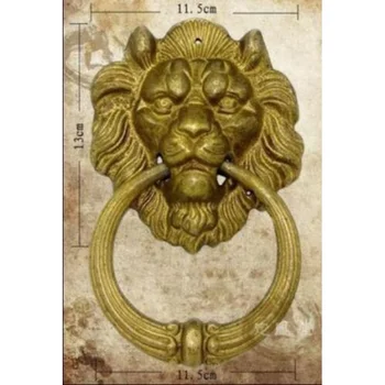 Дверной молоток из античной бронзово-коричневой зооморфной собаки Фу с головой льва