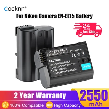 Coeknn 2550 мАч EN-EL15 EN-EL15A Батарея для Nikon Z5 Z6 Z6 II Z7 Z7II D600 D610 D800 D810 D800E D810 Со светодиодным USB-двойным зарядным устройством