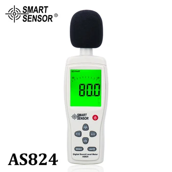 Мини Цифровой Измеритель уровня звукового шума/децибелометр Тестер уровня звукового давления 30 ~ 130 дБА 35 ~ 130dBC дБ метр SmartSensor AS824