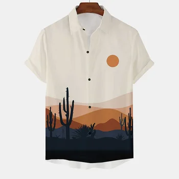 Роскошная мужская рубашка Оверсайз Sunrise, модная гавайская одежда с коротким рукавом, высококачественная блузка на пуговицах для пляжного отдыха