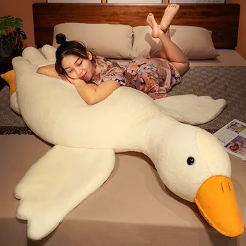гигантская длинная плюшевая игрушка в виде белого гуся 160 см, мягкая игрушка с большими крыльями, утка, массажная подушка для объятий, подушка для парня для девочки