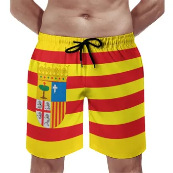 Пляжные шорты Флаг Арагонского моря Пляжные Дышащие Быстросохнущие Премиум Повседневные Летние Повседневные Регулируемые Завязки Свободные Эластичные Unis