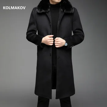 2024 зимнее мужское длинное пальто, модный тренч, мужские куртки высокого качества, классические шерстяные мужские, большие размеры M-5XL