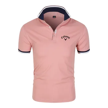 Callaway, летняя брендовая качественная хлопковая рубашка-поло, мужская рубашка-поло с принтом, бейсбольная рубашка для гольфа, повседневная отстрочка, мужской топ с коротким рукавом