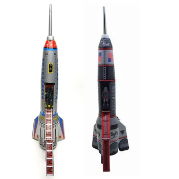 MS378 Жестяная ракета Лунная Ракета Ностальгическая игрушка Реквизит для фотосъемки Жестяные игрушки Оптом