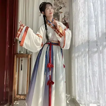 Конфуцианская юбка с воротником-стойкой длиной до талии, студенток Ханфу, Трехсекционная весенне-осенняя система Jin