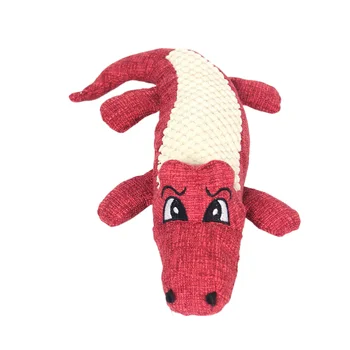 Плюшевый крокодил для домашних животных, креативная жевательная игрушка с забавным звуком, модель Игрушки для собаки, кошки (красный)