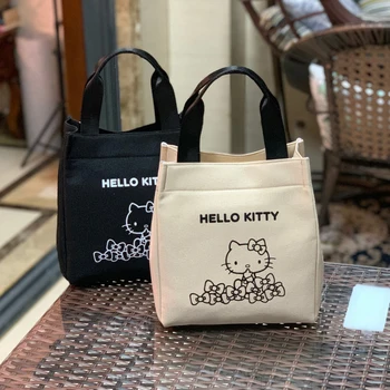 Холщовая сумка Hello Kitty Sanrio с рисунком Каваи, Мультяшная Портативная Косметичка для девочек, аниме, сумка для мытья, Косметичка, Ланч-бокс, Сумка-органайзер