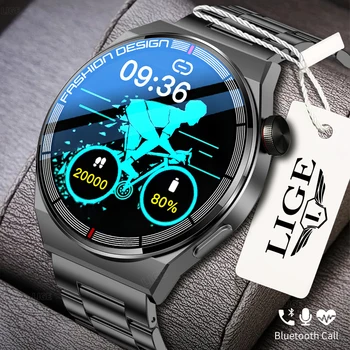 Смарт-часы LIGE AMOLED, Спортивные, с Пользовательским циферблатом, с Частотой сердечных сокращений, с Беспроводной зарядкой, IP68, Водонепроницаемые, Bluetooth, Мужские, Умные Часы