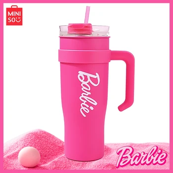 Новая Трендовая серия Miniso Barbie, Гигантская Соломенная Стальная Кружка Большой Емкости, Розовая Чашка для Воды Barbe, 1600 мл, Подарок на День Рождения для Девочек