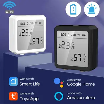 WiFi Термометр, датчик влажности, Tuya Smart Control, Гигрометр для помещений, термометр с ЖК-дисплеем, Поддержка Alexa Google Home