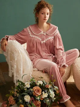 Зимняя пижама Женский Кардиган Пижамный комплект Элегантная бархатная пижама для девочек и женщин Дропшиппинг