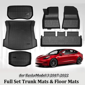 Автомобильный Полный Комплект Напольный Коврик для Багажника Tesla Модель 3 2022 2023 Аксессуары Передние Задние Защитные Коврики для Багажника Model3 2021 TPE Frunk Cover