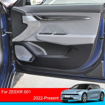 Противоударная накладка на дверь автомобиля для ZEEKR 001 2022-2025, Защитная пленка для кожи, Защитная Наклейка, Карбоновая отделка, Внутренние Автоаксессуары
