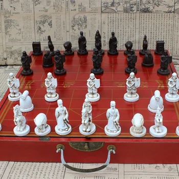 Высококачественная антикварная деревянная игра в китайские шахматы, складная Шахматная доска, китайские традиции, шахматные фигуры из смолы, настольная игра, развлечения