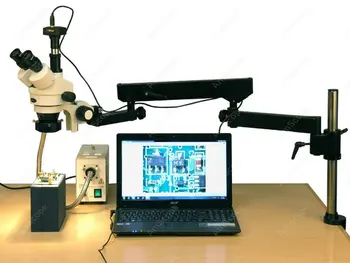 Артикуляционный стереомикроскоп-AmScope Поставляет Стереомикроскоп с Артикуляционным увеличением 3,5X-180X с Волоконным кольцом + 8-мегапиксельная цифровая камера