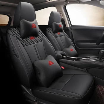 Роскошный Полный Комплект Чехлов для автомобильных сидений Honda XR-V HRV 2014-2022 Для Укладки интерьера Автомобильные Аксессуары из Кожзаменителя (черный/синий)