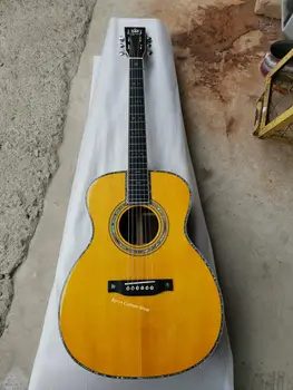 бесплатная доставка AAAA all solid bookmatched ель палисандр гитара OM Byron custom handmade полная твердая акустическая гитара 42