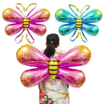 Воздушный шар, костюмы с крыльями бабочки, Настенный декор, Крылья Феи, Крылья для девочек, Реквизит для выступлений на Хэллоуин, Крылья Ангела