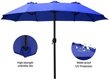 Двухсторонний алюминиевый настольный зонт, большой зонт для сада, бассейна, 12 + цветов, коричневый