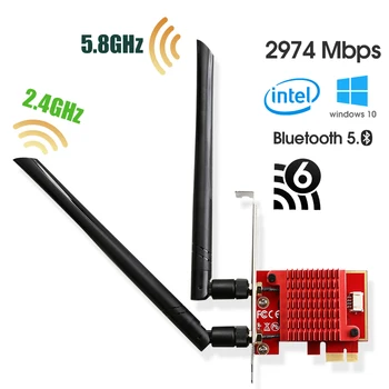 Intel Ax200 WiFi Адаптер 5 ГГц Wi-Fi Адаптер ax200ngw Wi Fi Ключ 5 ГГц Bluetooth Сетевой WiFi 6 карт Pci Express Антенна Для ПК