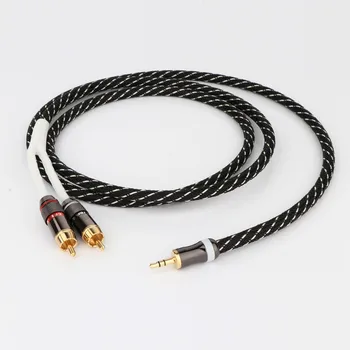 Высококачественный кабель HiFi аудио кабель RCA Штекер провода аудиосигнала 3,5 мм прямой штекер aux преобразование двух штекеров RCA