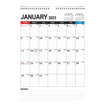 Календарь - Ежемесячный настенный планировщик С января 2023 года по июнь 2024 года, 12 X 17 дюймов, Двухпроводный переплет, разделенное пространство