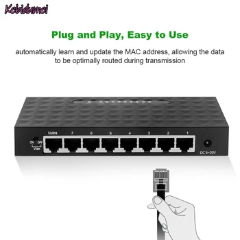 Kebidumei 10/100 Мбит/с 8-портовый сетевой коммутатор Fast Ethernet Сетевой Коммутатор LAN Hub/Полный или полудуплексный обмен EU US Plug