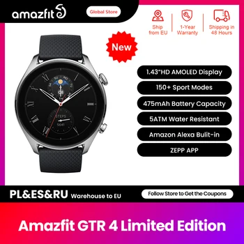 Новые Умные часы Global Amazfit GTR 4 ограниченной серии 150 + Спортивных режимов, Двухдиапазонный GPS Alexa, Встроенные звонки по Bluetooth, Умные часы