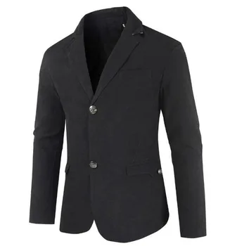 Новое Мужское Однотонное платье с длинными рукавами, официальное Хлопчатобумажное повседневное облегающий костюм на двух пуговицах, куртка, пальто ABB420