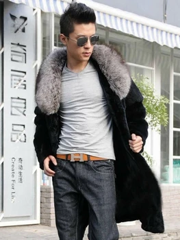 Зимнее пальто из искусственного меха средней длины, мужская толстая теплая деловая ветровка с длинным рукавом, Большие размеры, роскошные брендовые пальто