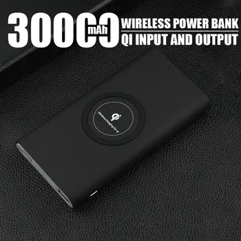 Беспроводной Блок питания емкостью 30000mAh с двусторонней быстрой зарядкой Powerbank, портативное зарядное устройство Type-c, внешний аккумулятор для iPhone