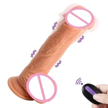 Реалистичный толкающий фаллоимитатор, вибратор, секс-игрушка для женщин, секс-игрушка, вибратор для вагинальных игр в точку G и анал, игрушки для взрослых для женщин