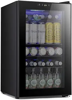 Мини-холодильник Star-95 Can, Холодильник для напитков, Винный Кулер, Прозрачная Передняя Стеклянная Дверца, Маленький Сенсорный Экран для Напитков, Пивной Бар Offi