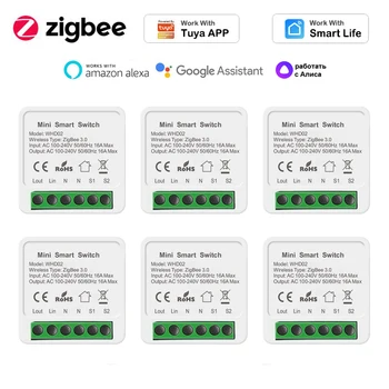 16A Zigbee 3,0 DIY Мини-переключатель Для Беспроводного реле Управления Tuya Smart Life Работает С Alexa Google Home Alice