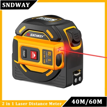 SNDWAY SW TM40 TM60 Лазерный дальномер 2 в 1 Лазерная метрическая рулетка Электронная Линейка Цифровой дальномер