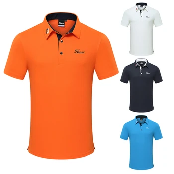 Новая мужская летняя рубашка Поло для гольфа, впитывающее полотенце, дышащая футболка для гольфа с короткими рукавами