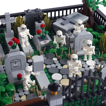 Подарок на Хэллоуин Мини Фигурка Череп Зомби на кладбище Могильные строительные блоки Игрушки